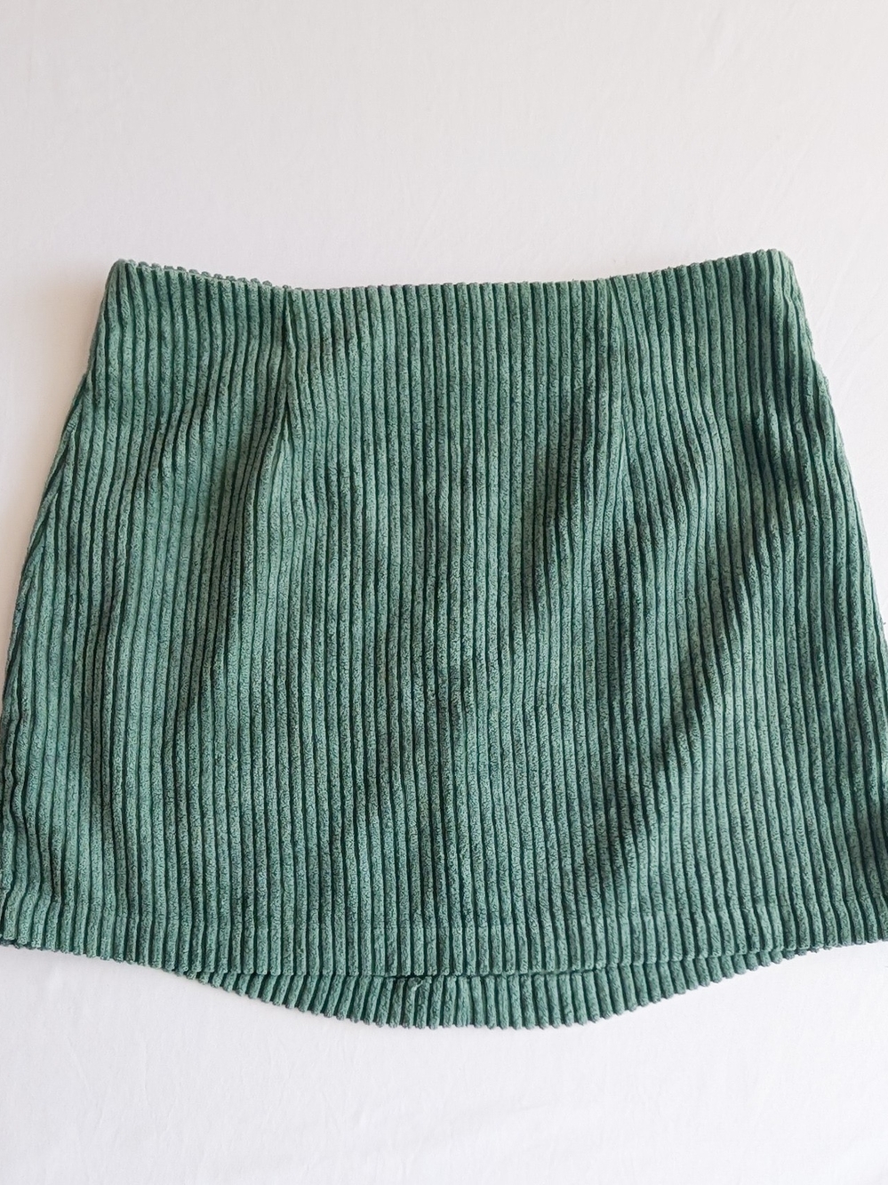 Lulus Corduroy Mini Skirt Green Zip Zipper Accent Solid Regular Size Med